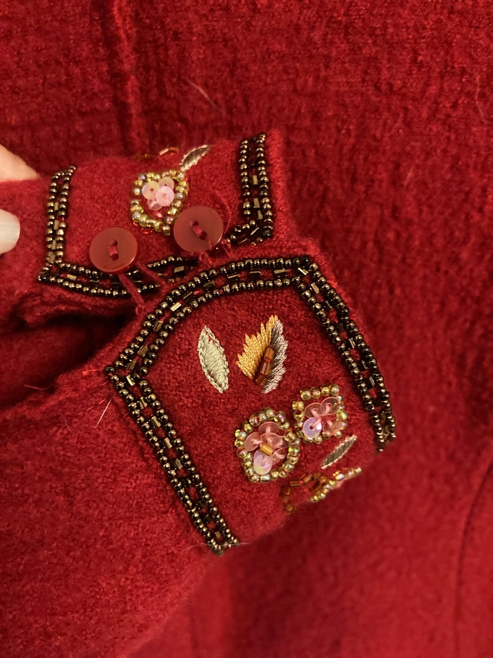 Talbots Red Embroidered Wool Button Front Jacket - Picture 6 of 11